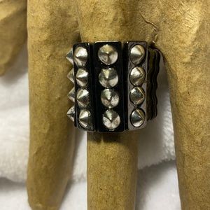 Unique Punk / Brutalist Studded Stretch Statement Ring size 8+
